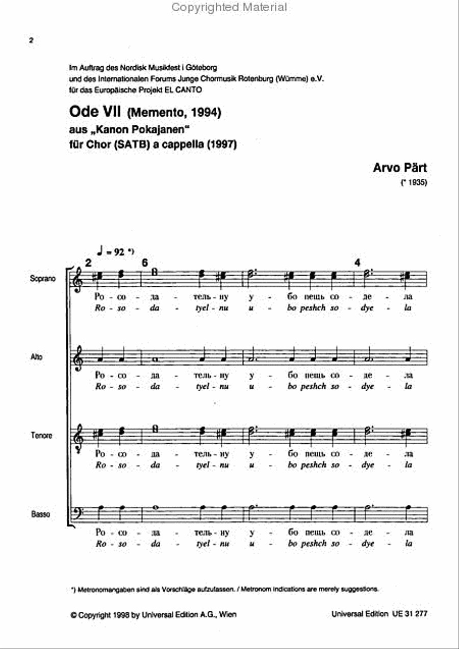 Memento, SATB A Cappella, Chor 4-Part scores gallery preview page 2