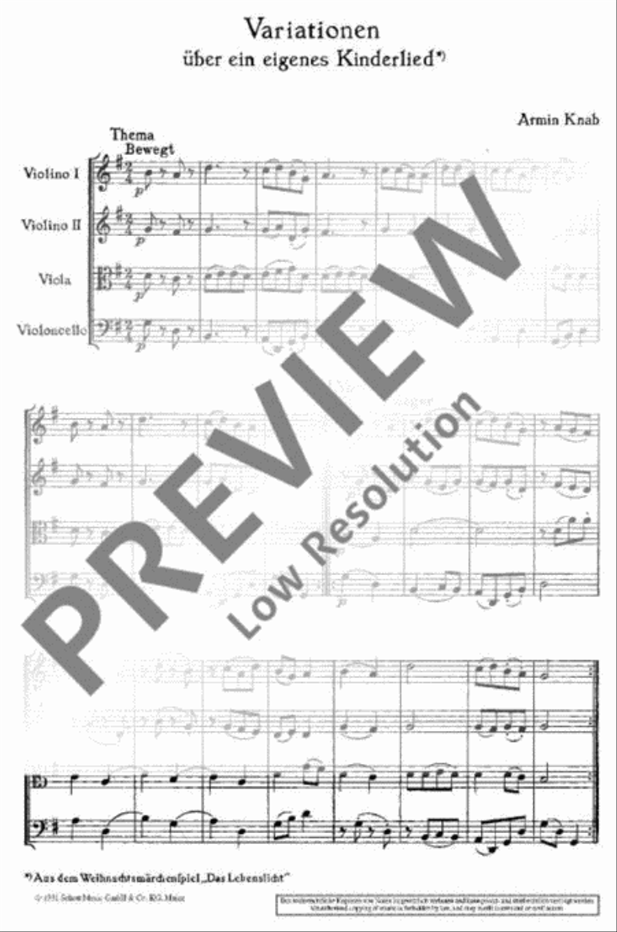 Variationen über ein eigenes Kinderlied String Quartet scores gallery preview page 4