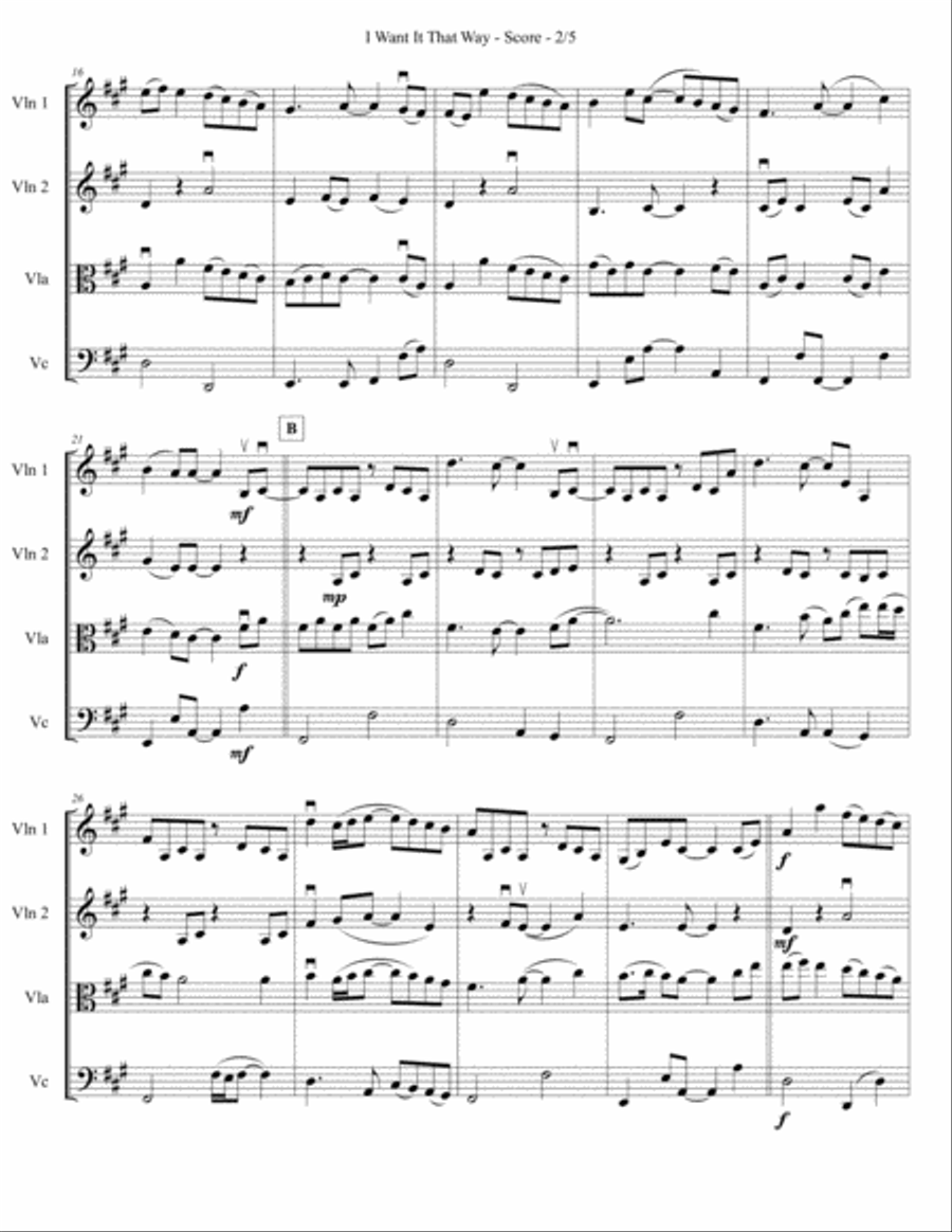 I Want It That Way String Quartet scores gallery preview page 4