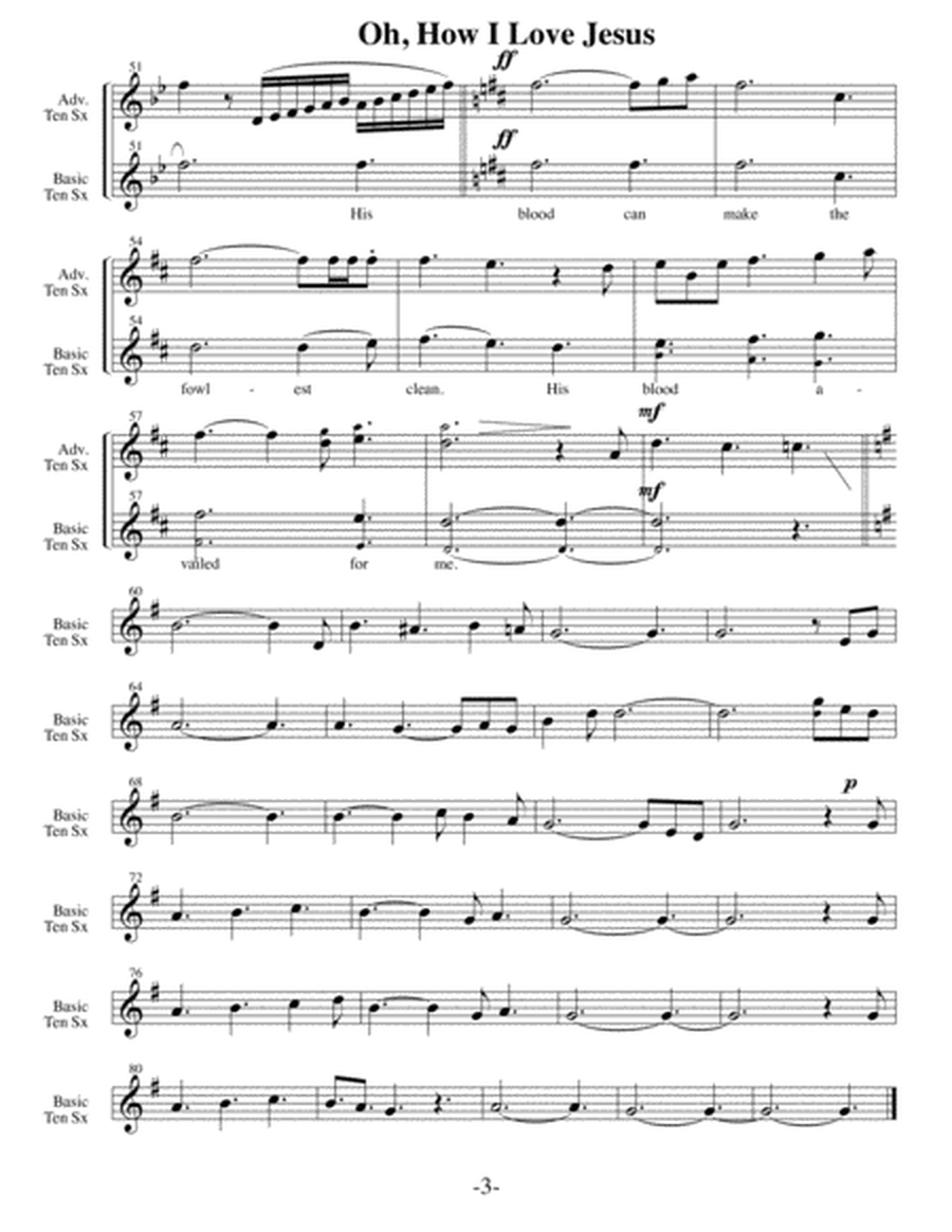 O How I Love Jesus (Arrangements Level 1-4 for TENOR SAX + Written Acc) Hymns image number null