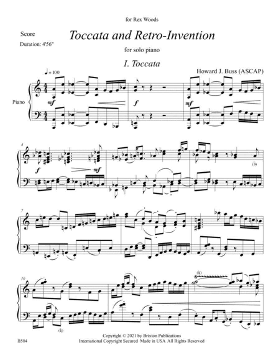 Toccata and Retro-Invention Piano Solo scores gallery preview page 2