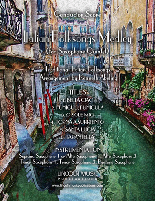 Book cover for Italian Folksong Medley (for Saxophone Quintet SATTB or AATTB)