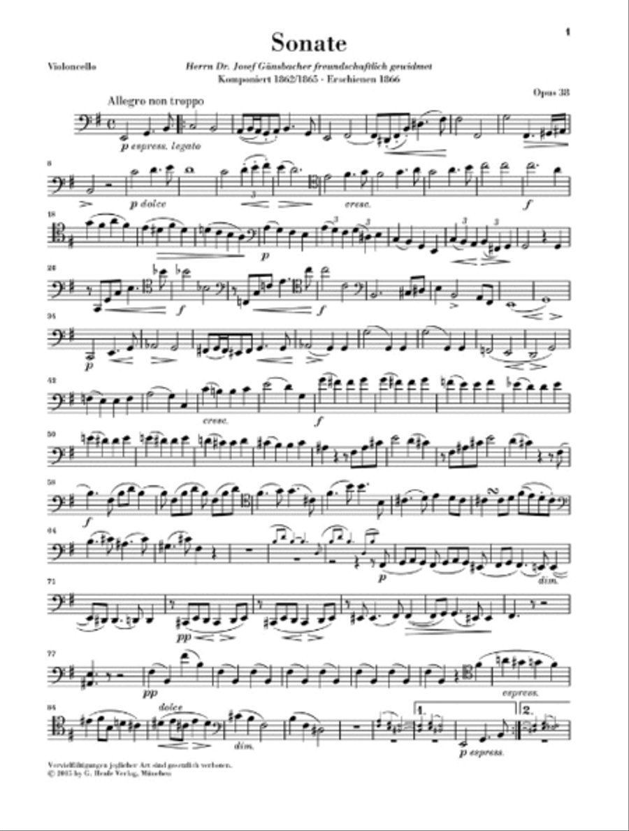 Sonata for Piano and Violoncello in E Minor, op. 38