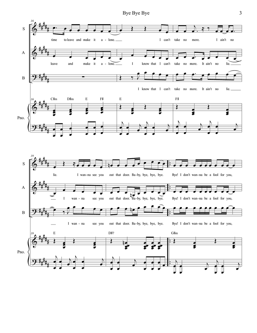 Bye Bye Bye 3-Part scores gallery preview page 3