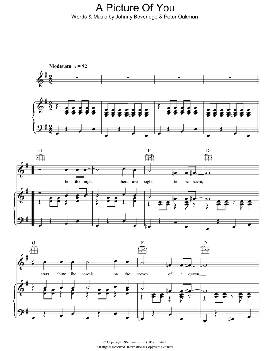 A Picture Of You A Picture Of You Piano, Vocal, Guitar scores gallery preview page 1