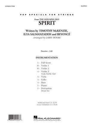 Book cover for Spirit (from The Lion King 2019) (arr. Larry Moore) - Conductor Score (Full Score)