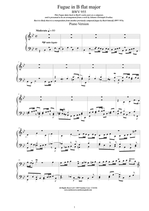 Bach - Fuga in B flat major BWV 955 - Piano version