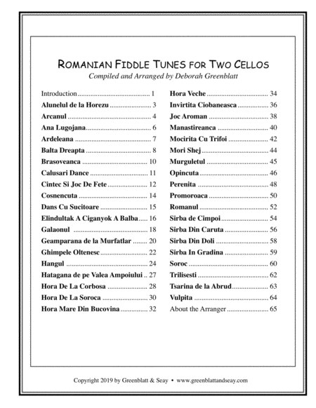 Romanian Fiddle Tunes for Two Cellos