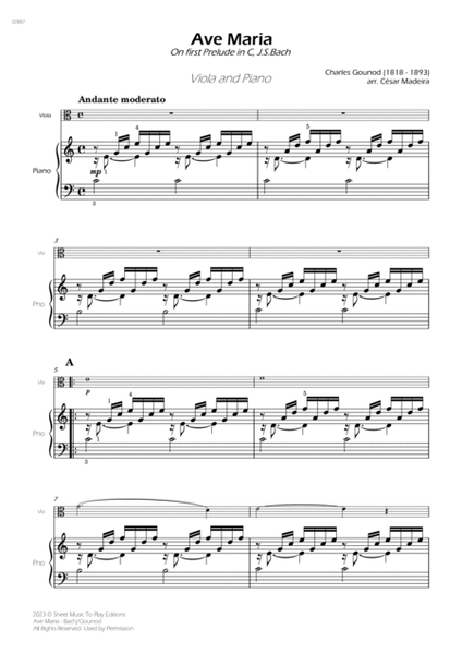 Ave Maria by Bach/Gounod - Viola and Piano (Full Score and Parts) image number null