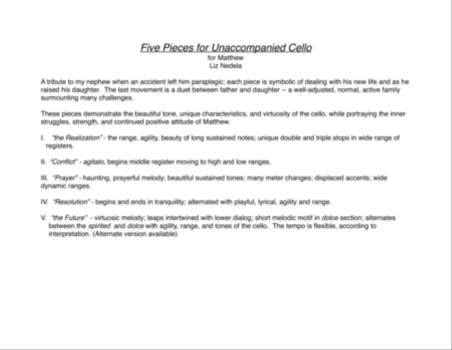 Five Pieces for Unaccompanied Cello Cello Solo scores gallery preview page 3