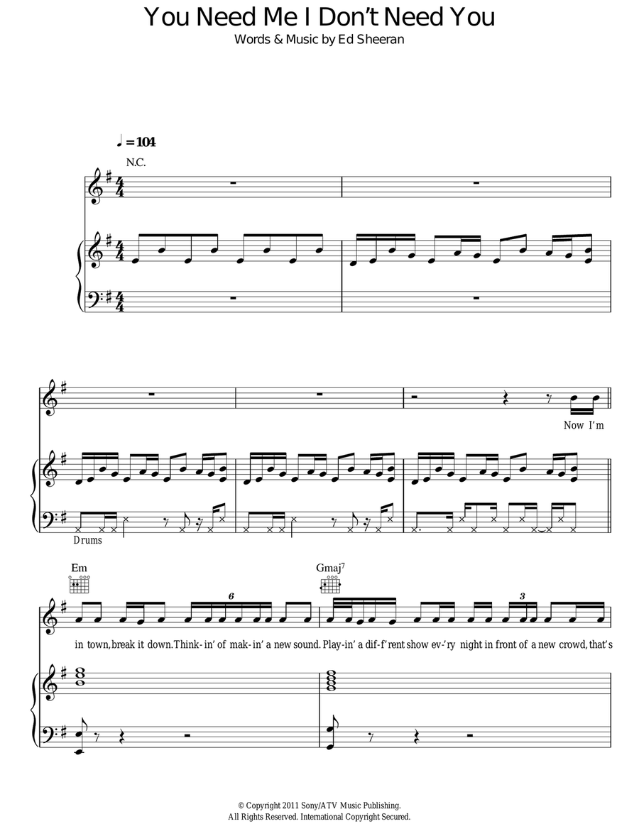 You Need Me, I Don't Need You Acoustic Guitar scores gallery preview page 1