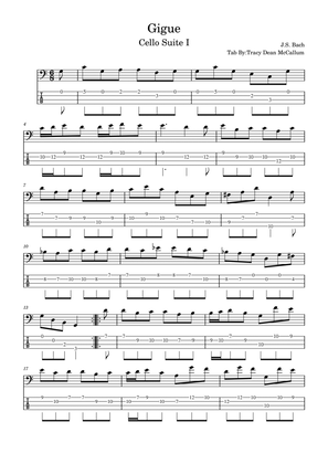 Bach Cello Suite One Gigue For Bass Guitar With Tab