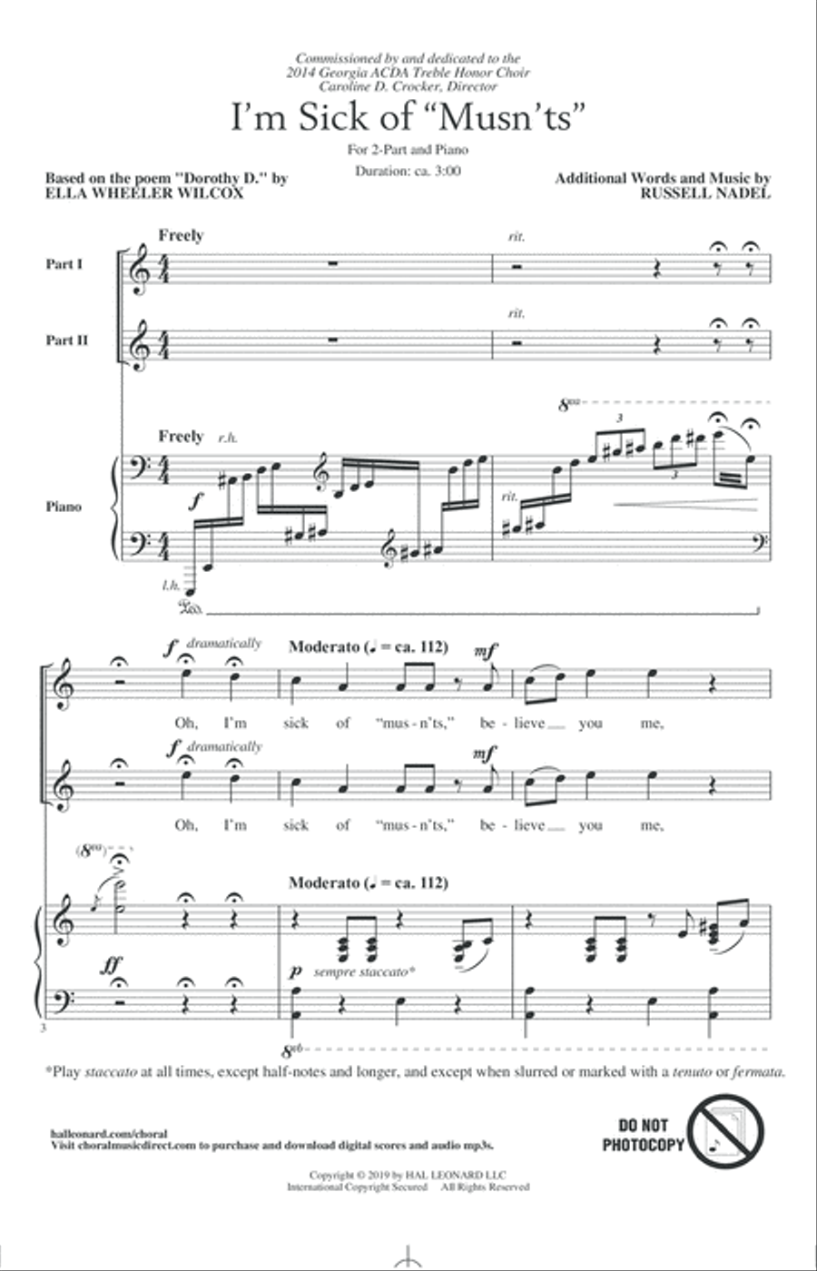 I'm Sick Of Mustn'ts 2-Part scores gallery preview page 1