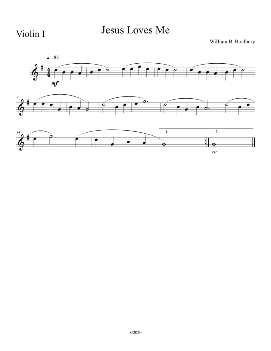 Jesus Loves Me (violin duet) with optional piano accompaniment String Duet scores gallery preview page 3
