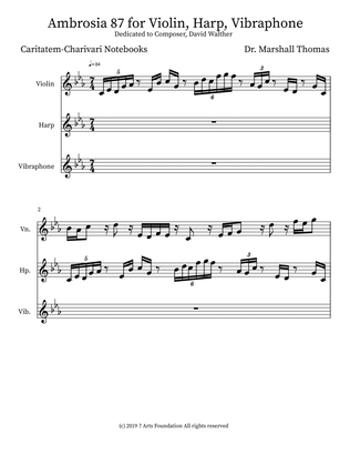 Ambrosia 87 for Violin, Harp, Vibraphone