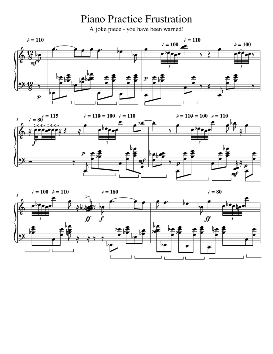 Piano Practice Frustration Piano Solo scores gallery preview page 1