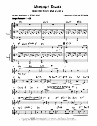 Moonlight Sonata - Adagio from Sonata Opus 27 No. 2 (Beethoven) - Lead sheet (key of D minor)