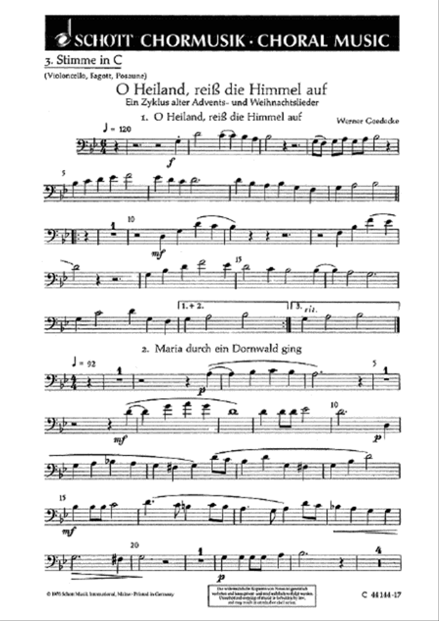 O Heiland, reiß die Himmel auf Choir scores gallery preview page 1