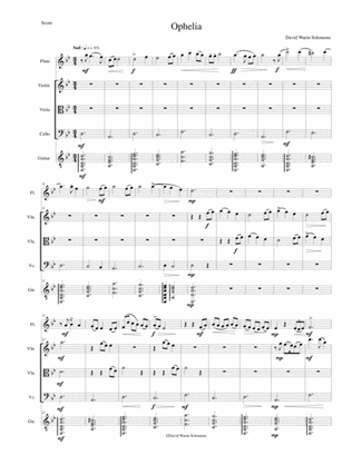 Book cover for Ophelia for flute, string trio and guitar