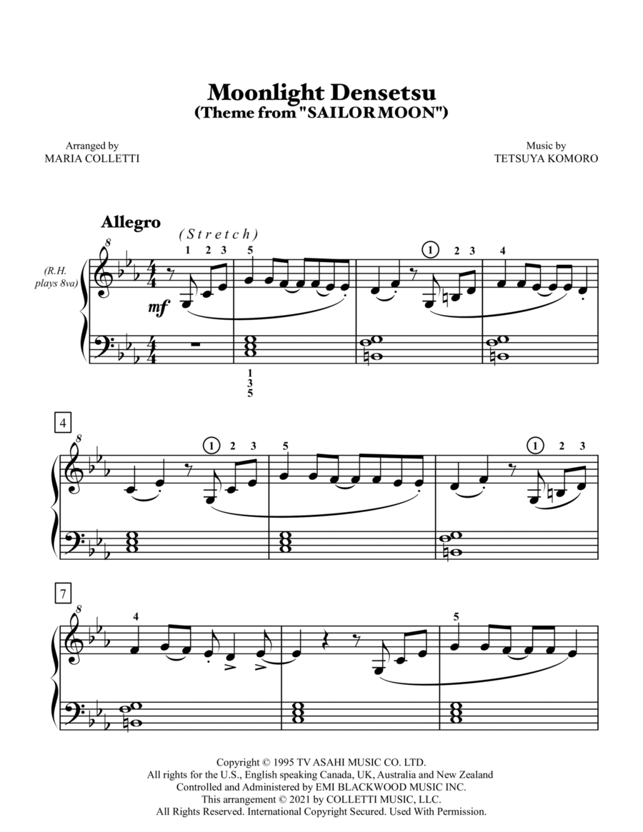 Sailor Moon - Main Title Easy Piano scores gallery preview page 1