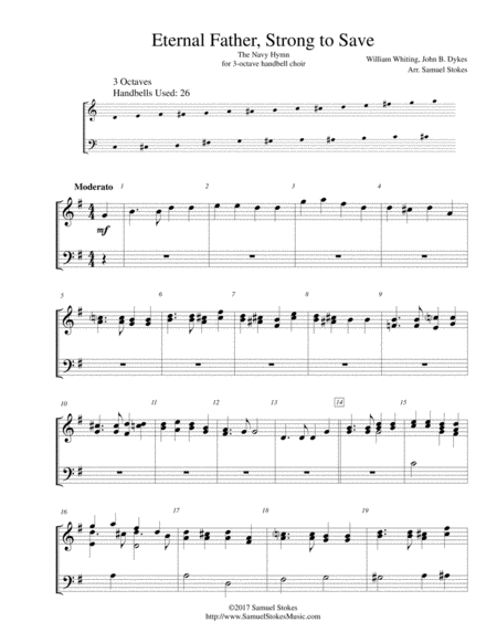 Eternal Father, Strong to Save (The Navy Hymn) - for 3-octave handbell choir image number null