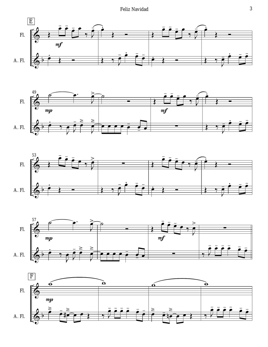 Feliz Navidad Feliz Navidad Flute Duet scores gallery preview page 3