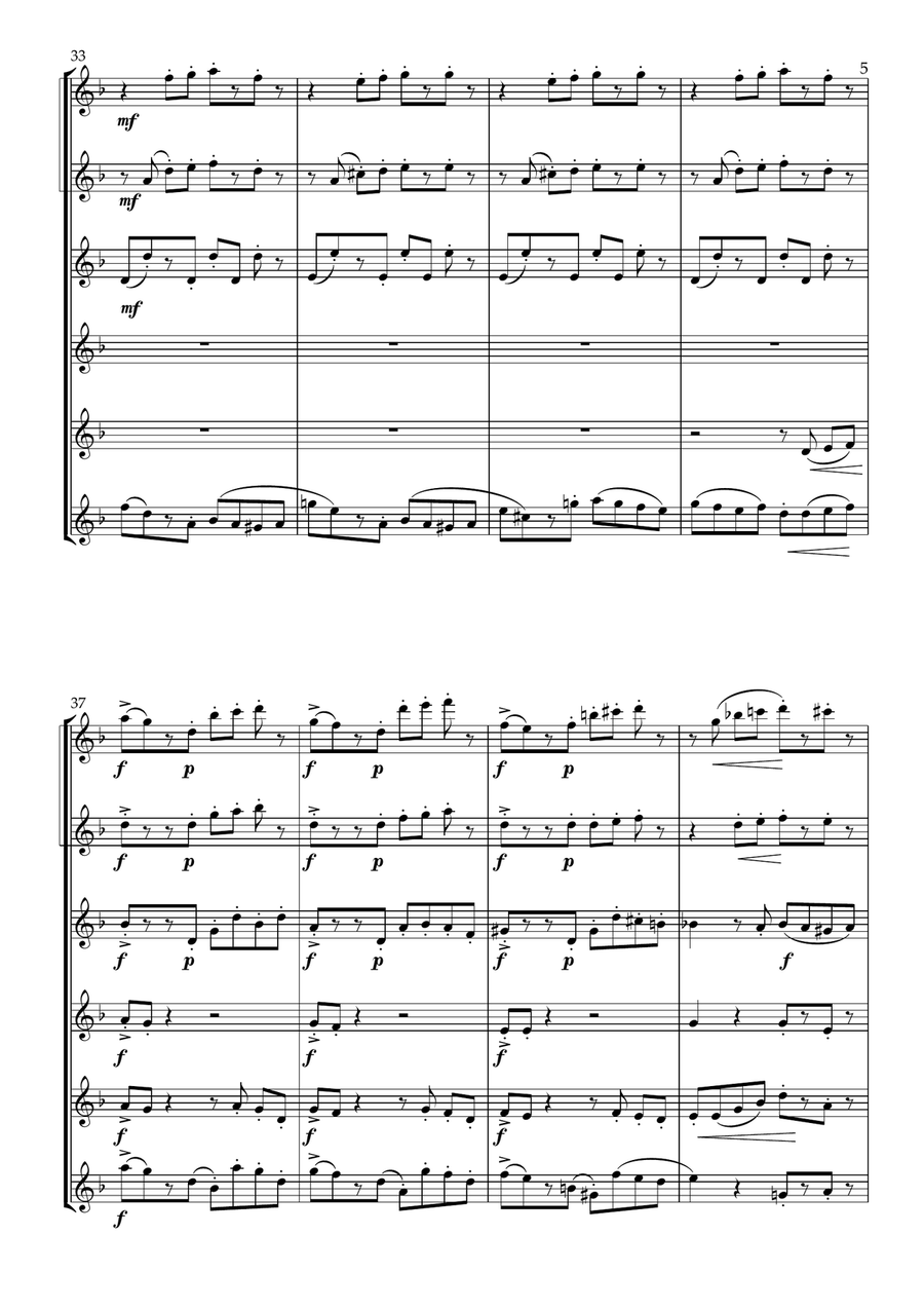 Tango for Flute Choir- (6 C Flutes) Intermediate Flute Choir scores gallery preview page 6