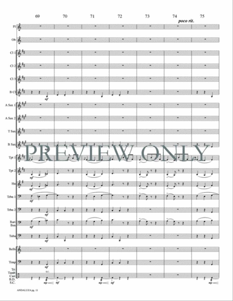 Andaluza -- Spanish Dance No. 5 Concert Band scores gallery preview page 14