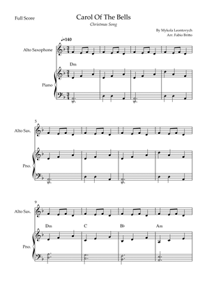 Carol Of The Bells (Christmas Song) for Alto Saxophone Solo and Piano Accompaniment with Chords