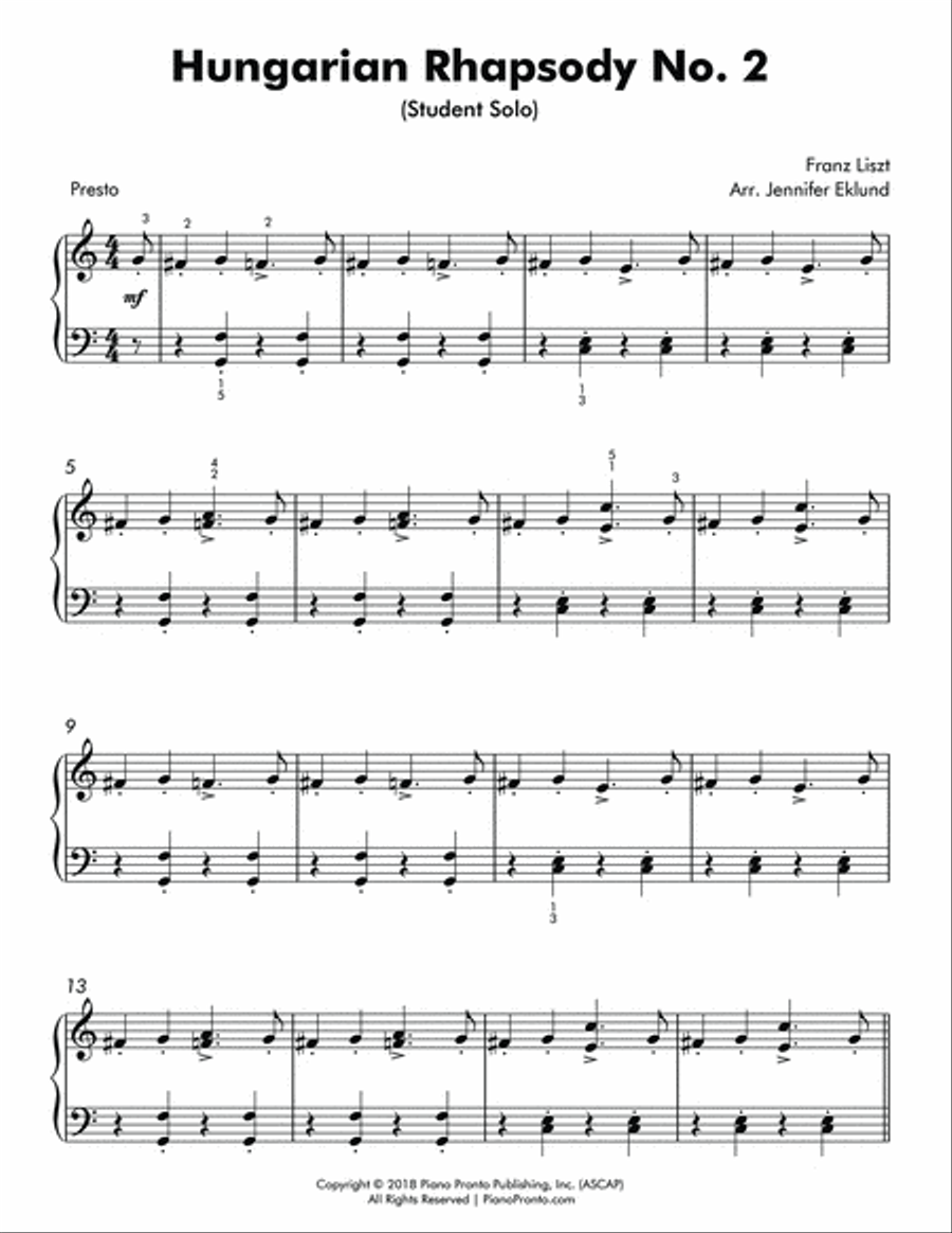 Hungarian Rhapsody No. 2 (Easy Piano with Duet) Piano Method scores gallery preview page 2