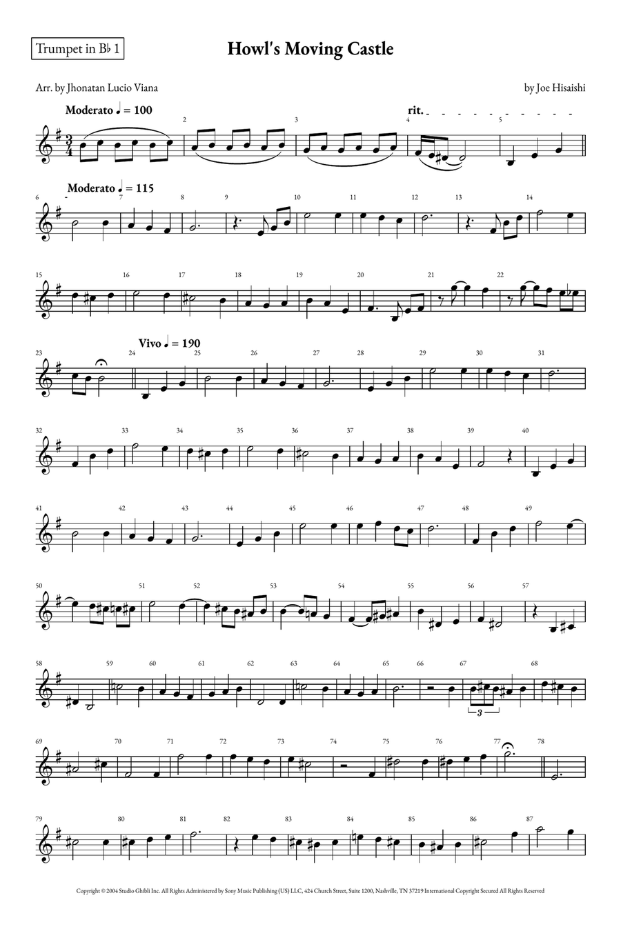 Howl's Moving Castle Trumpet Duet scores gallery preview page 6