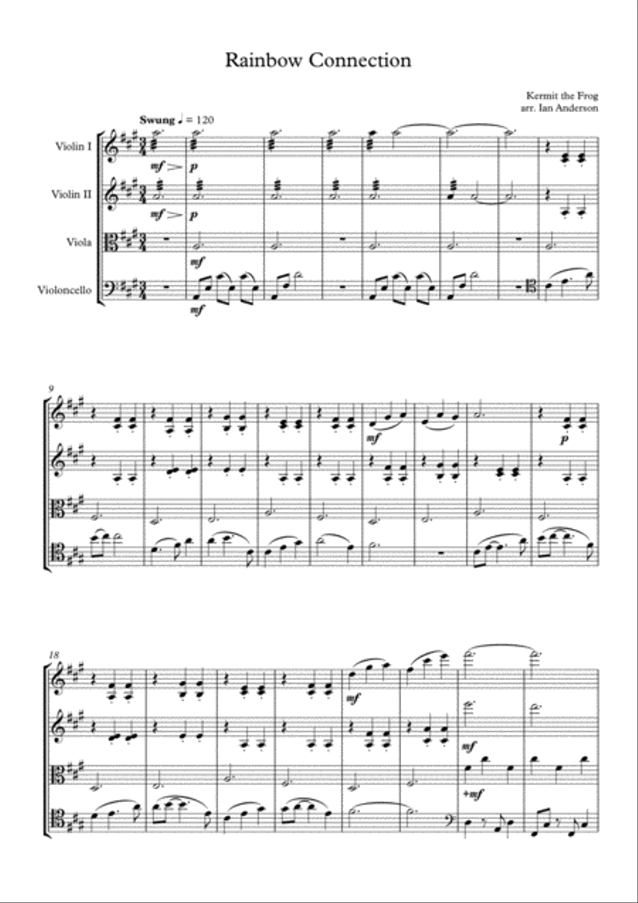 The Rainbow Connection String Quartet scores gallery preview page 1