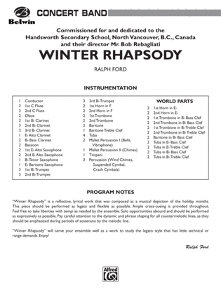 Winter Rhapsody: Score