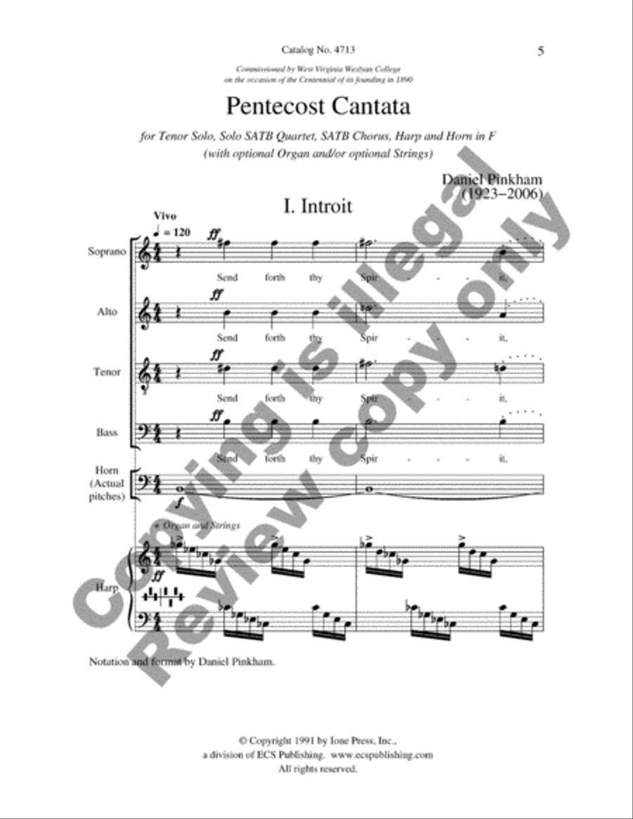 Pentecost Cantata (Choral Score)