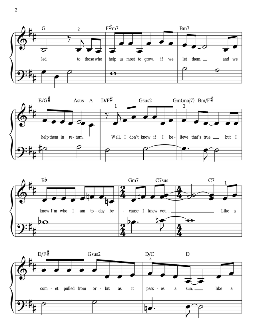 For Good (from Wicked) Easy Piano scores gallery preview page 2