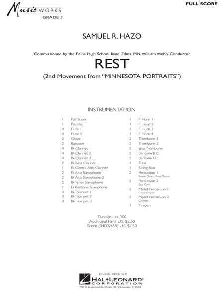Rest (Mvt. 2 of "Minnesota Portraits") - Full Score