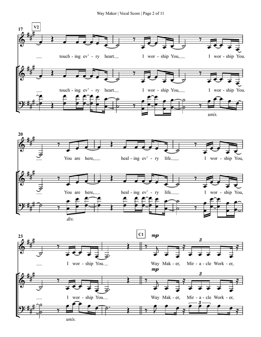 Way Maker 4-Part scores gallery preview page 2