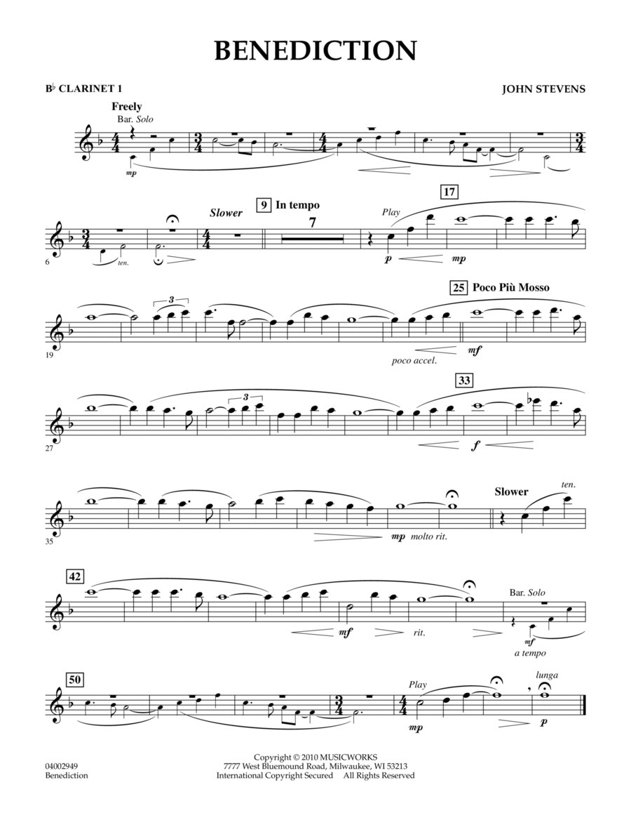 Benediction - Bb Clarinet 1