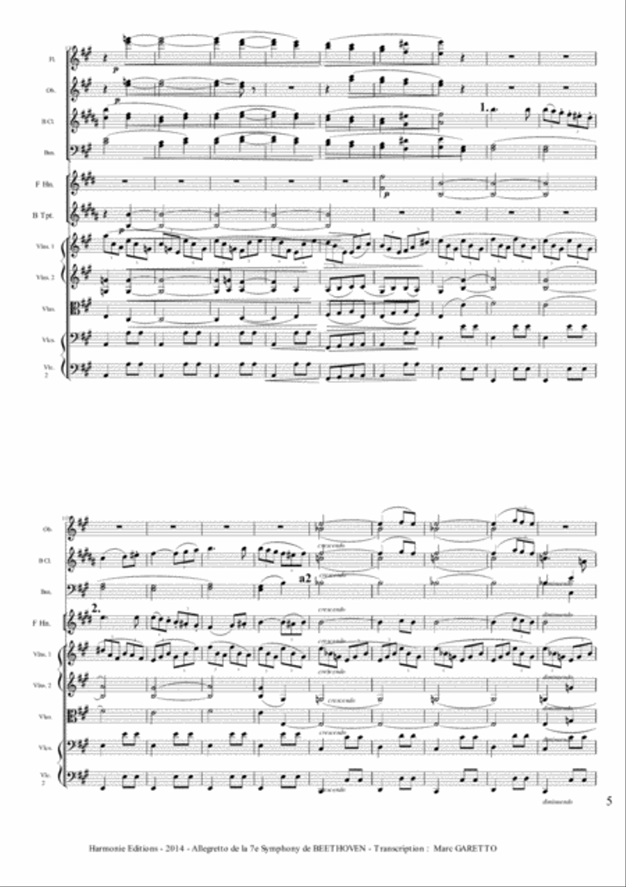 Allegretto (second movement) from the symphony n°7 - Ludwig Van BEETHOVEN Full Orchestra scores gallery preview page 6