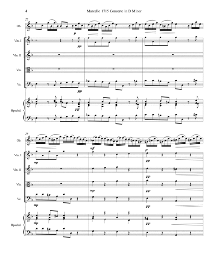 Marcello Oboe Concerto in D Minor Chamber Orchestra scores gallery preview page 4