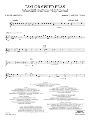 Taylor Swift: Eras (arr. Johnnie Vinson) - Bb Tenor Saxophone