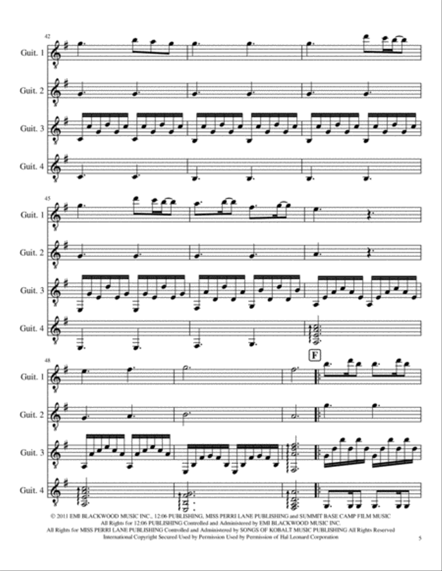 A Thousand Years Guitar Ensemble scores gallery preview page 5