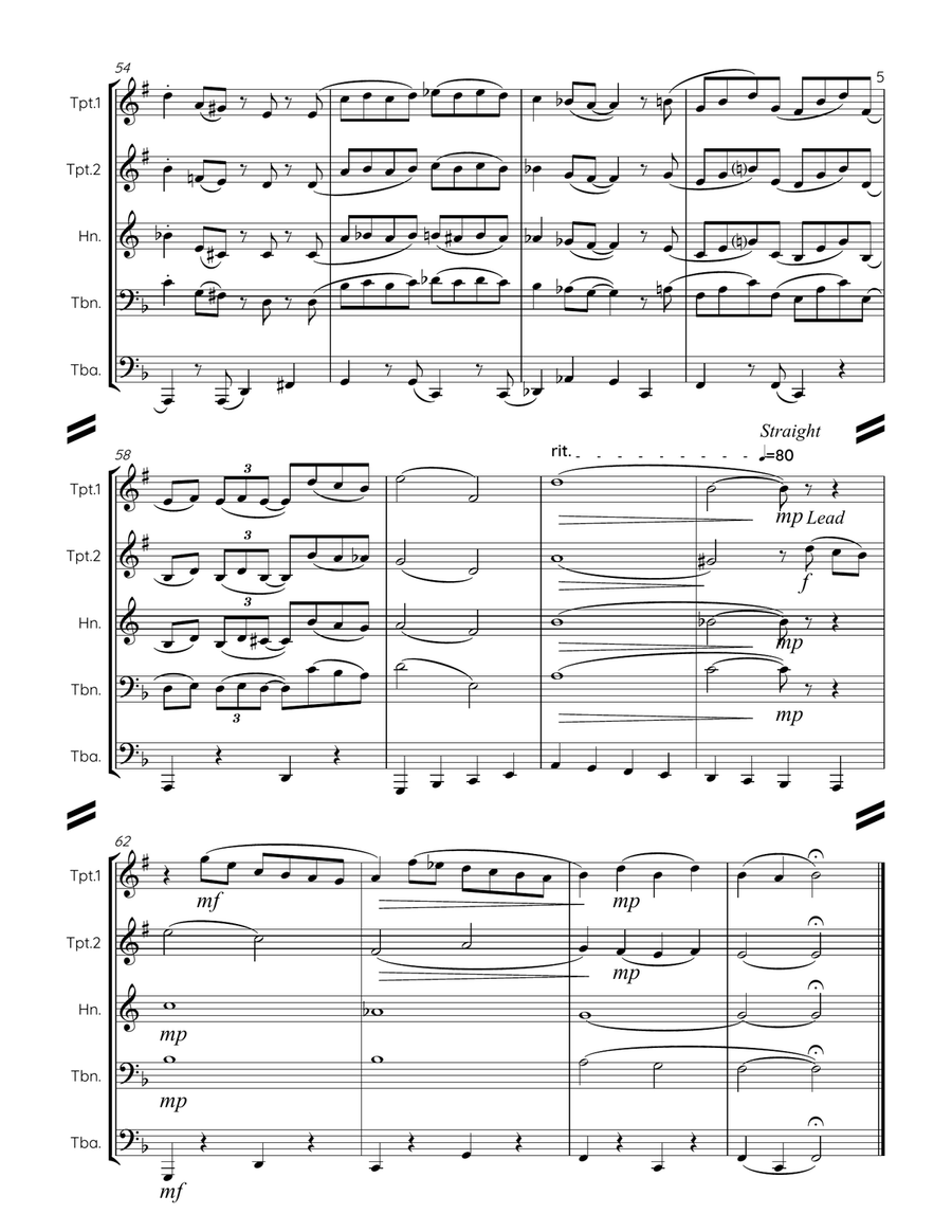 It's Been A Long, Long Time Brass Quintet scores gallery preview page 6