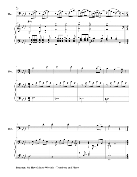 BRETHREN, WE HAVE MET TO WORSHIP (Duet – Trombone and Piano/Score and Parts) image number null