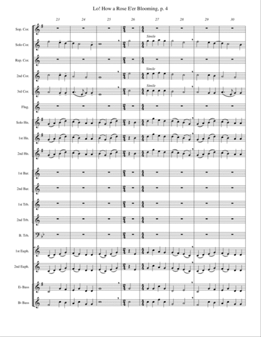 Lo! How a Rose E'er Blooming Brass Band scores gallery preview page 4