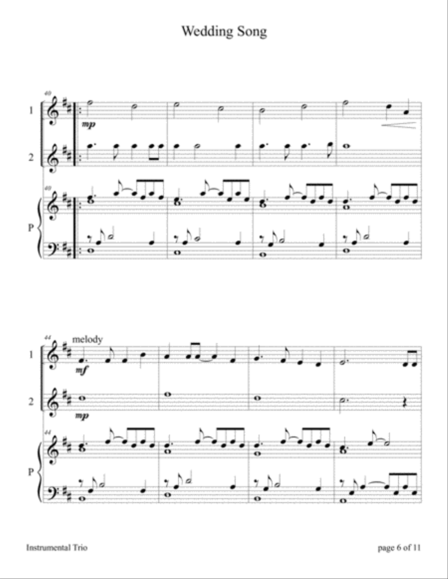 Wedding Song (There Is Love) String Duet scores gallery preview page 6