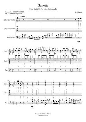 Gavotte from Suite #6 for Solo Violoncello