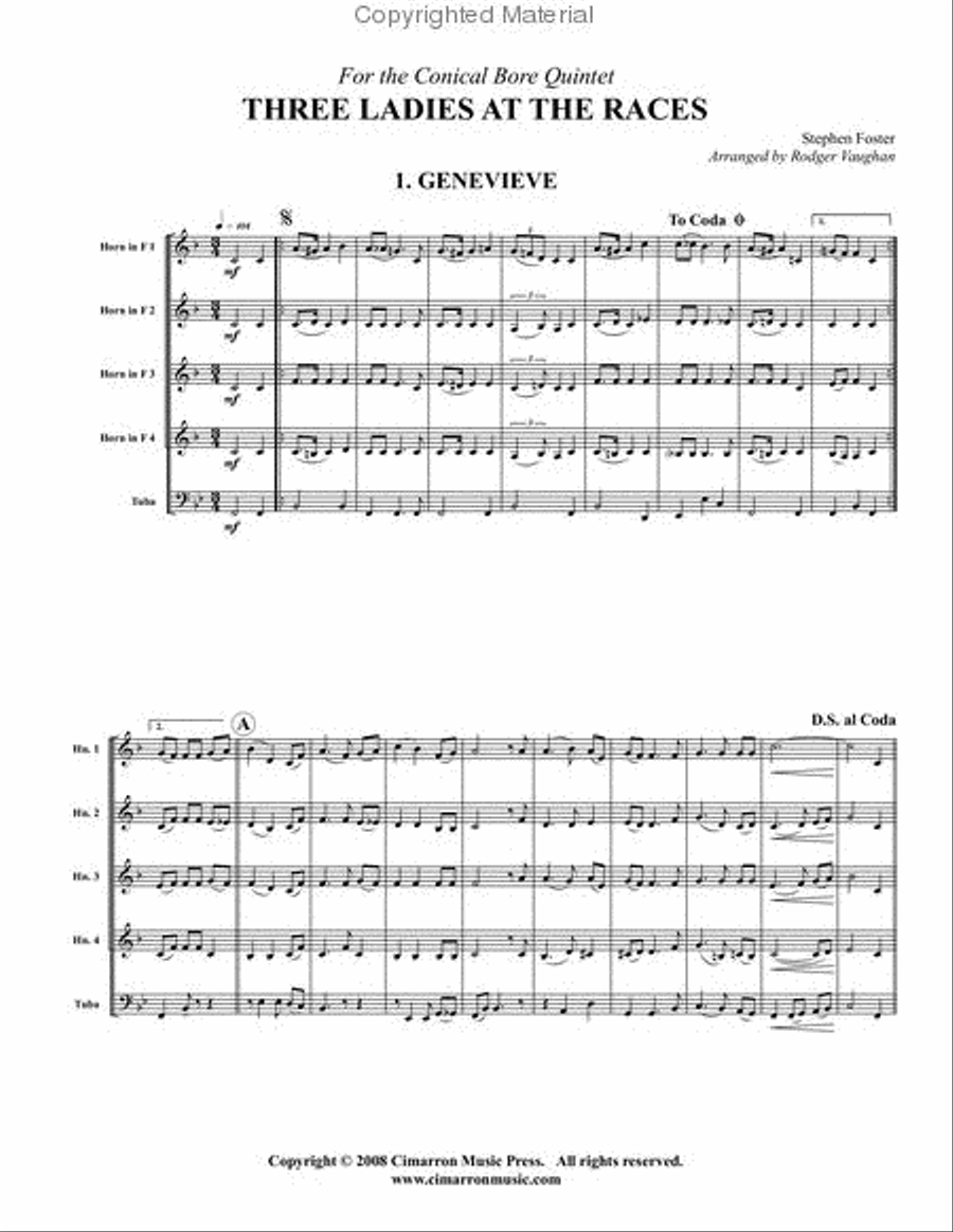 Three Ladies at the (Camptown) Races Brass Ensemble scores gallery preview page 2