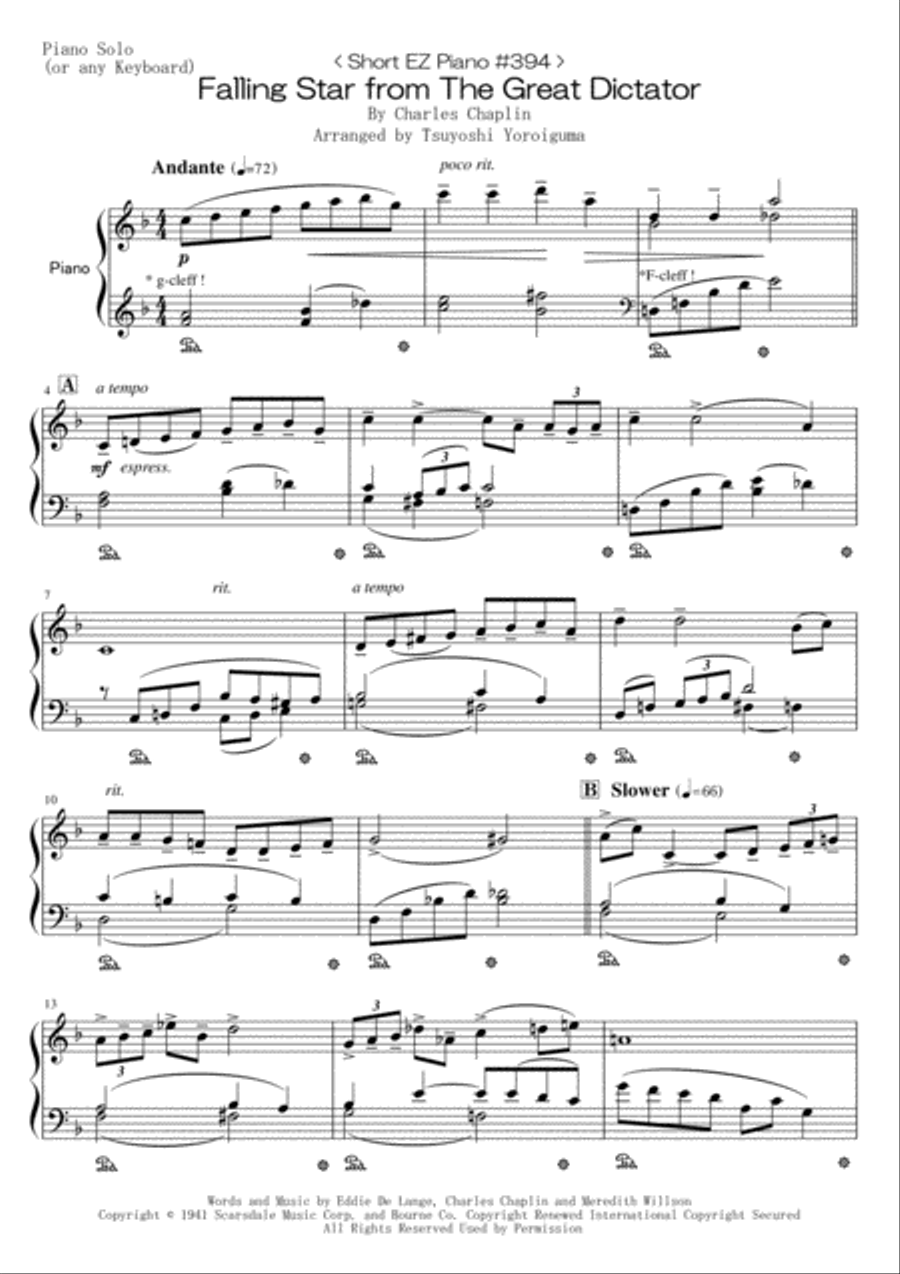 Falling Star Easy Piano scores gallery preview page 1