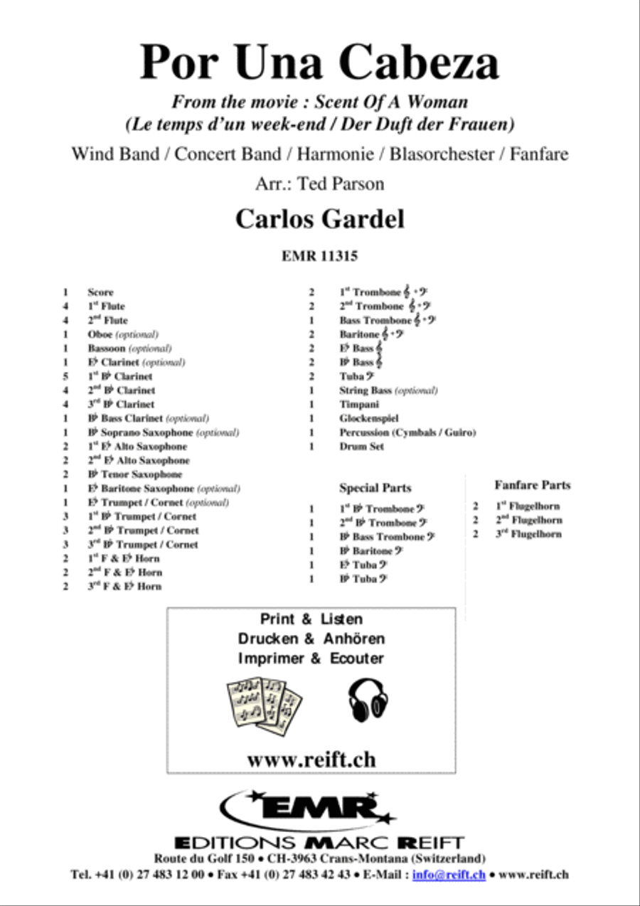 Por Una Cabeza Concert Band scores gallery preview page 2